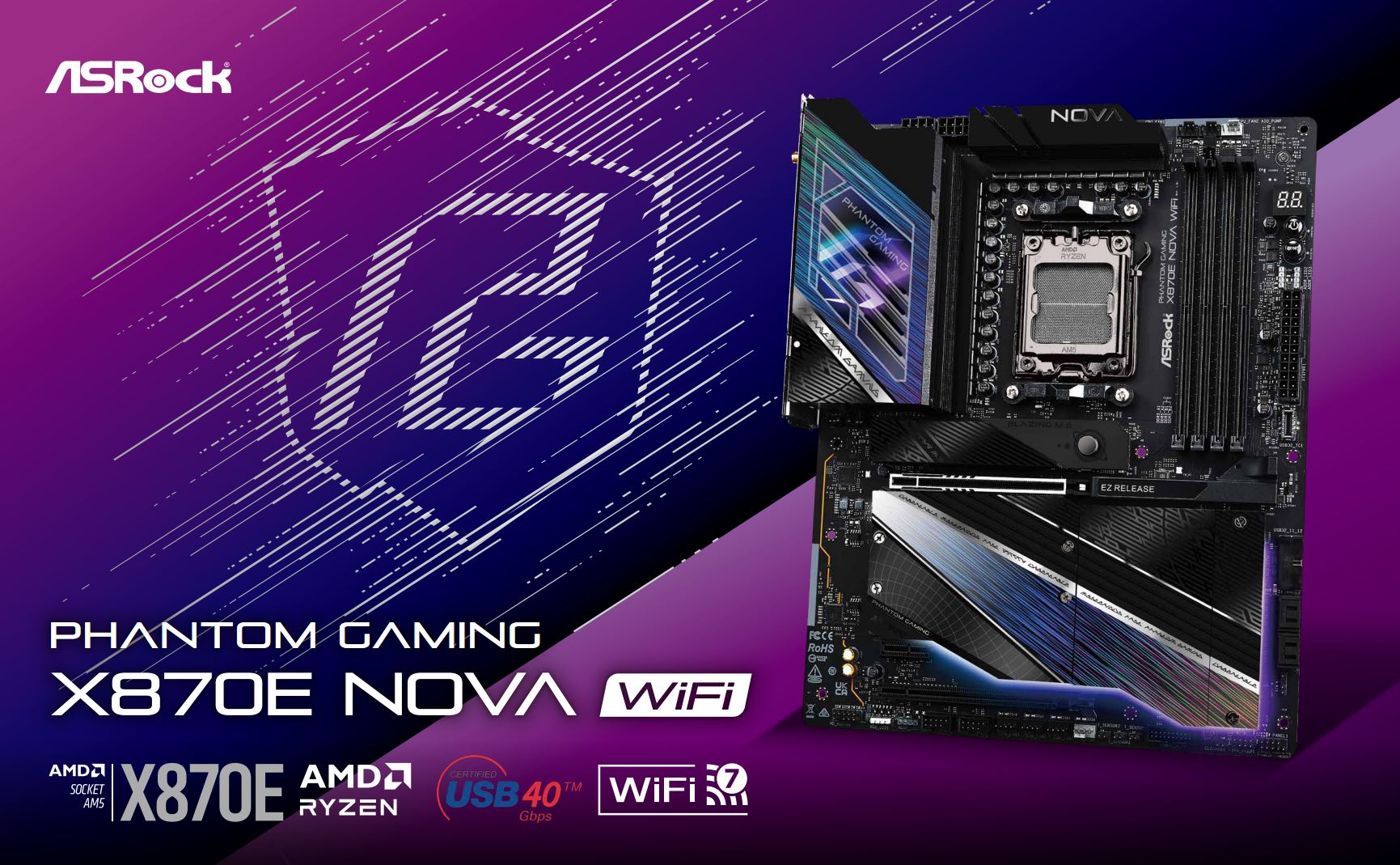 ASRock X870E NOVA WIFI AM5 ATX Motherboard